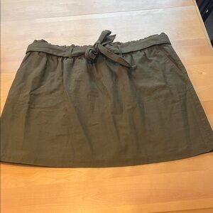 J.crew paper bag waist belted green mini skirt 3x nwt